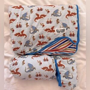 Free Birdees Bamboo Sheet Pillowcase Blanket Dragons Knight Stripe Fantasy